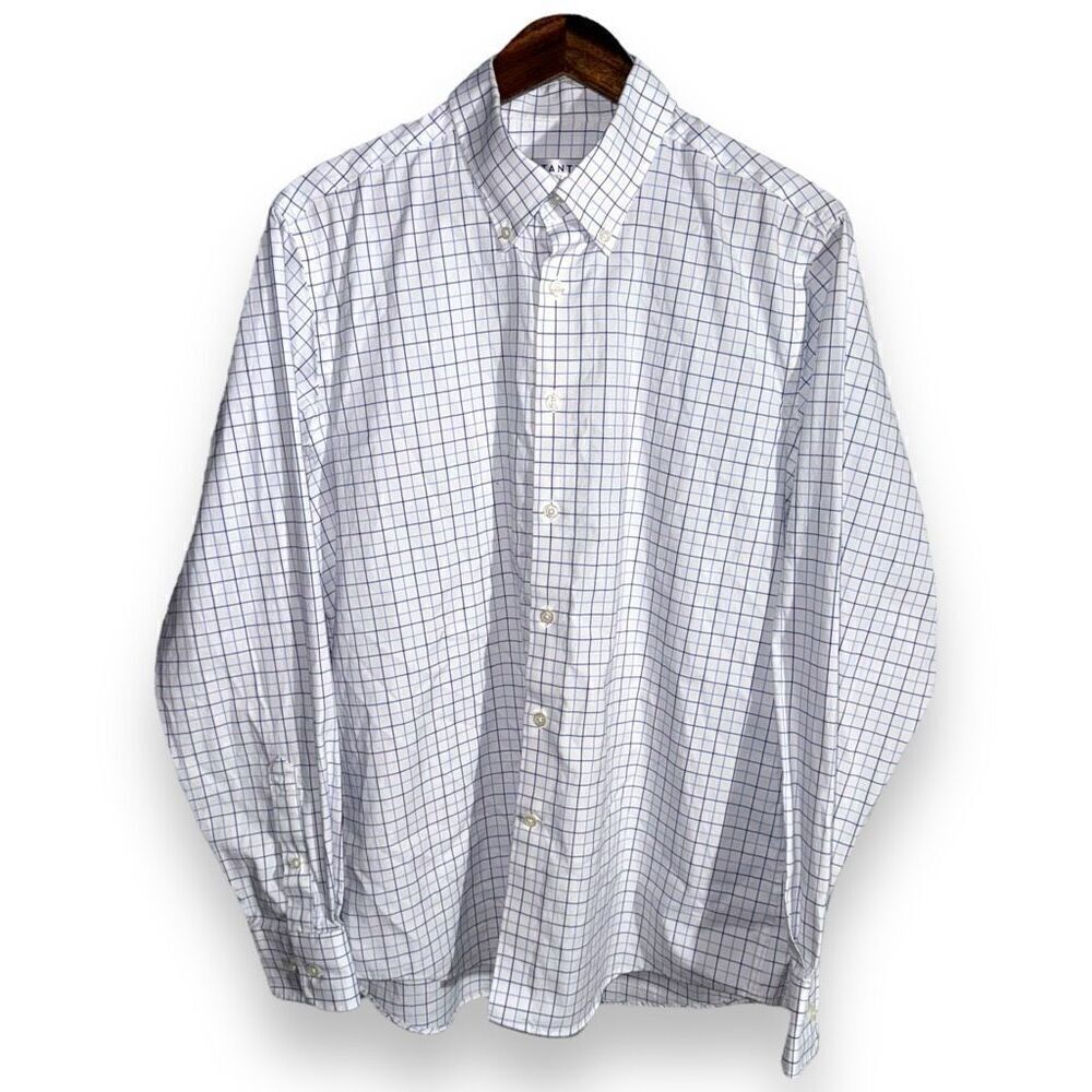 Stantt White & Blue Check Non-Iron Oxford Shirt 16